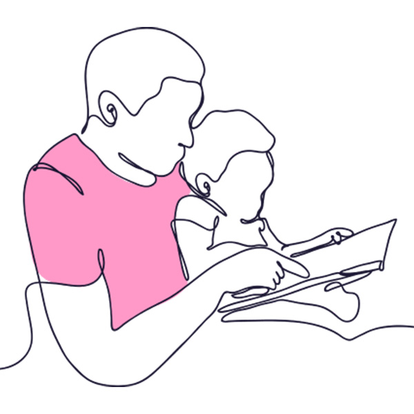 Parent and child reading illustration