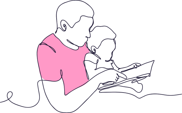 parent and child reading illustration