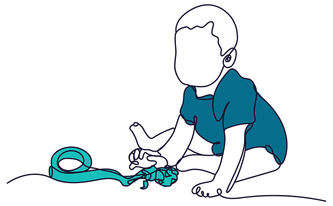 Baby and ribbon illustration